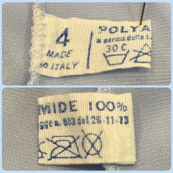 Vintage 70s Italy Periwinkle Blue Crochet Lace Bust Full Slip Dress Women Size M - Picture 10 of 10